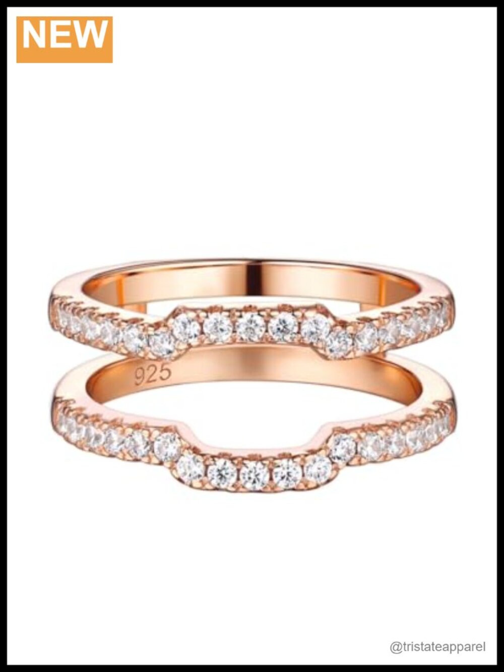 Sterling Silver Ring Enhancer Guard Wedding Band Cubic Zirconia